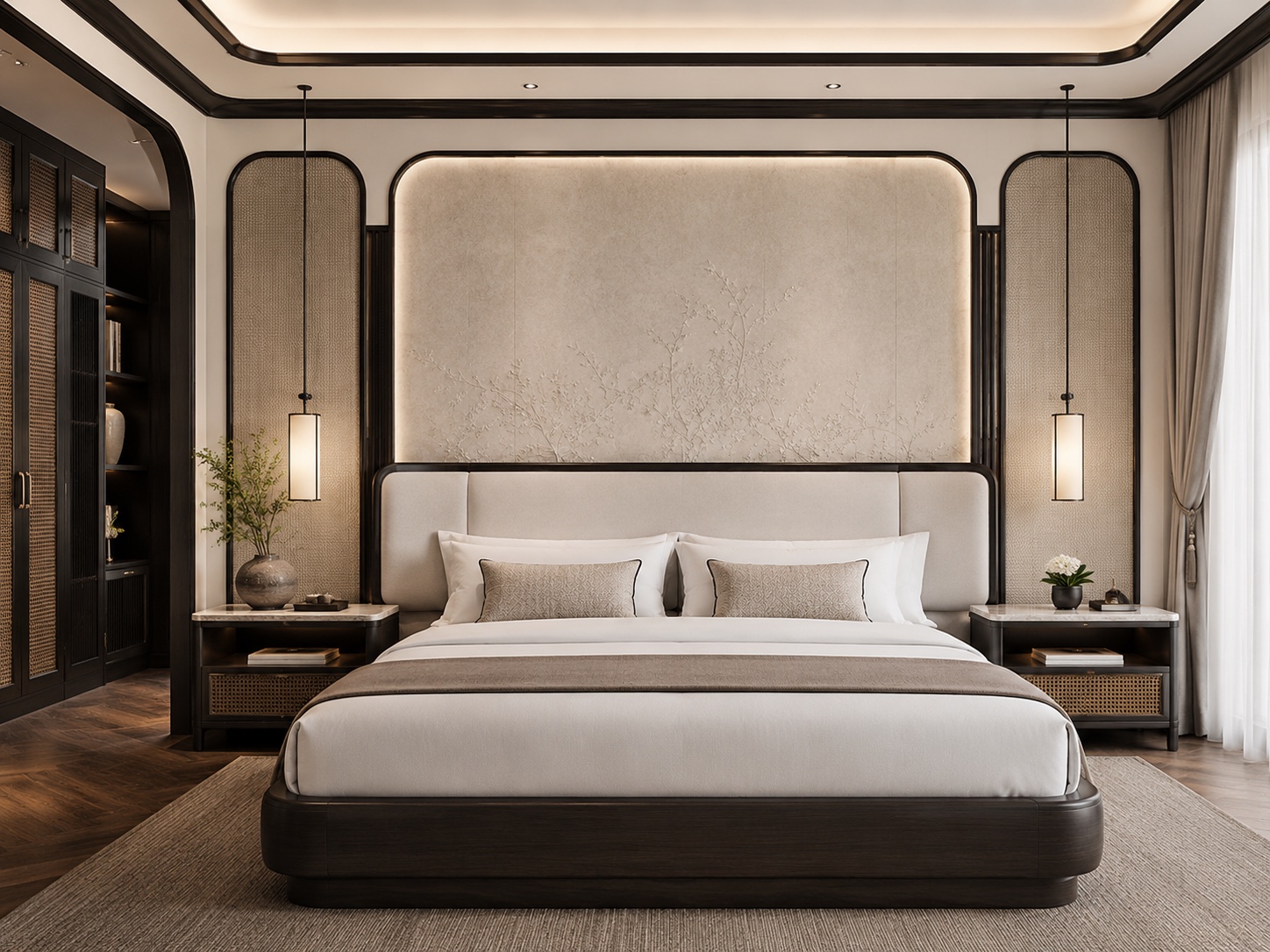BD-H06 Giường Art Deco bọc kem